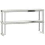 Kitchen Work Table with Overshelf 110x55x150 cm Stainless Steel - Top-Down View