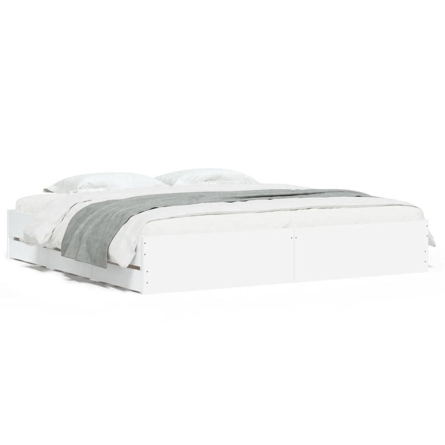 Bed Frame with Drawers without Mattress White 180x200 cm