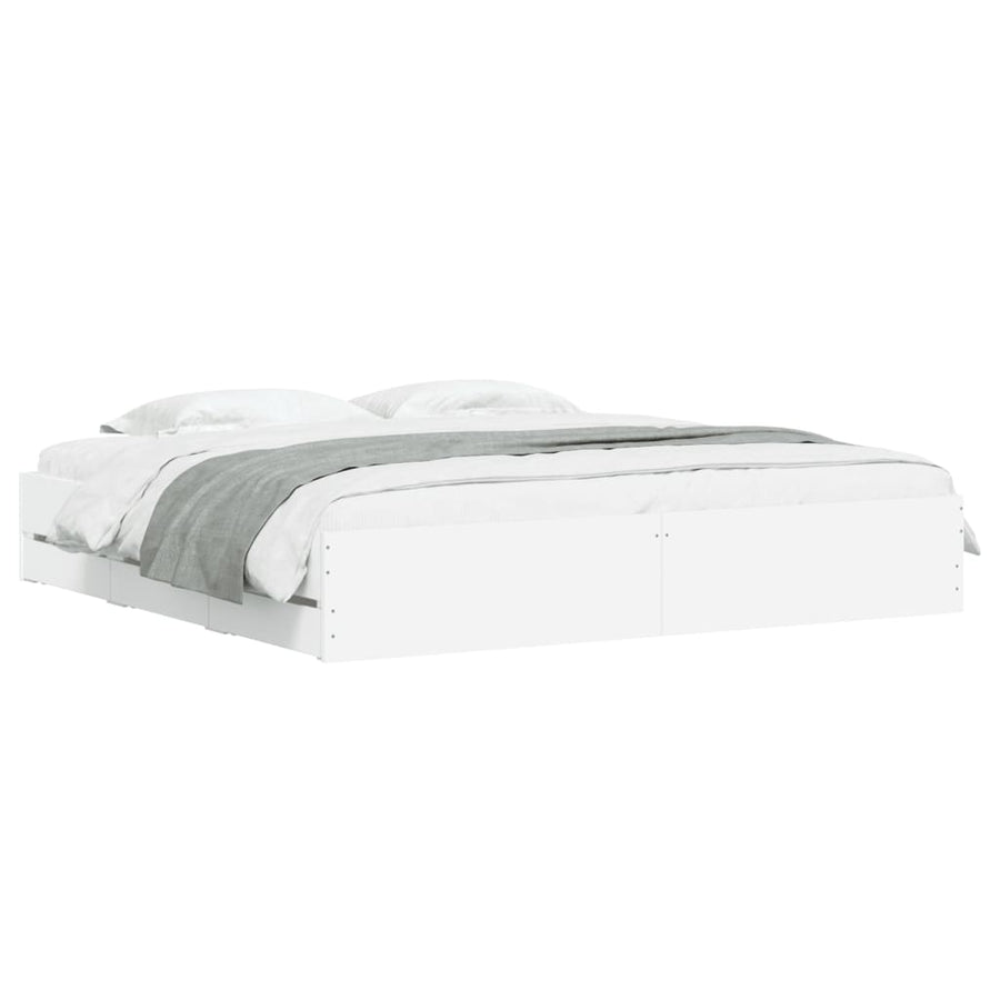 Bed Frame with Drawers without Mattress White 180x200 cm