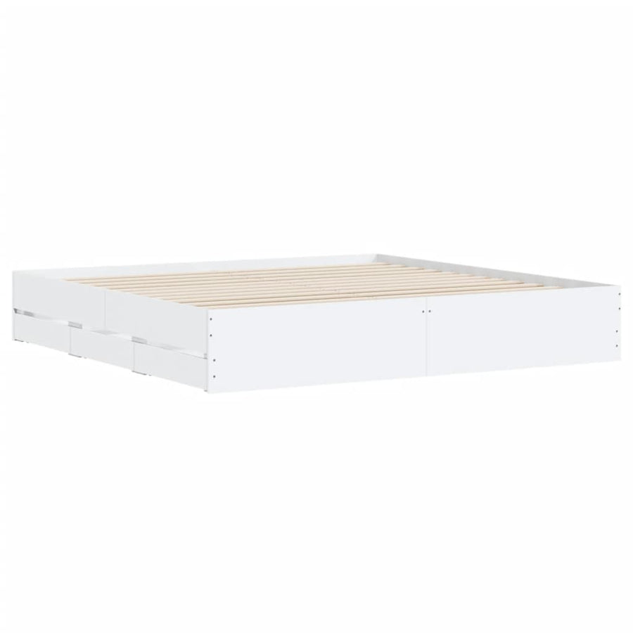 Bed Frame with Drawers without Mattress White 180x200 cm