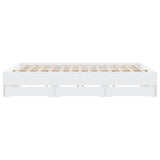 Bed Frame with Drawers without Mattress White 183x203 cm King - Close-Up Angle