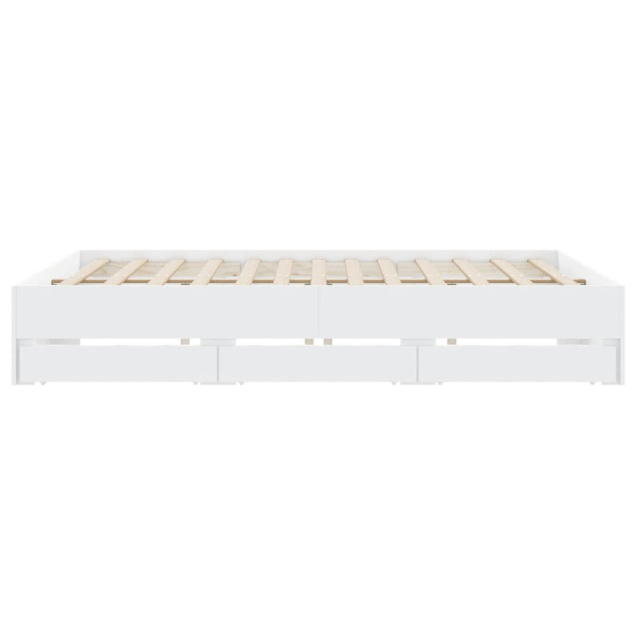 Bed Frame with Drawers without Mattress White 180x200 cm