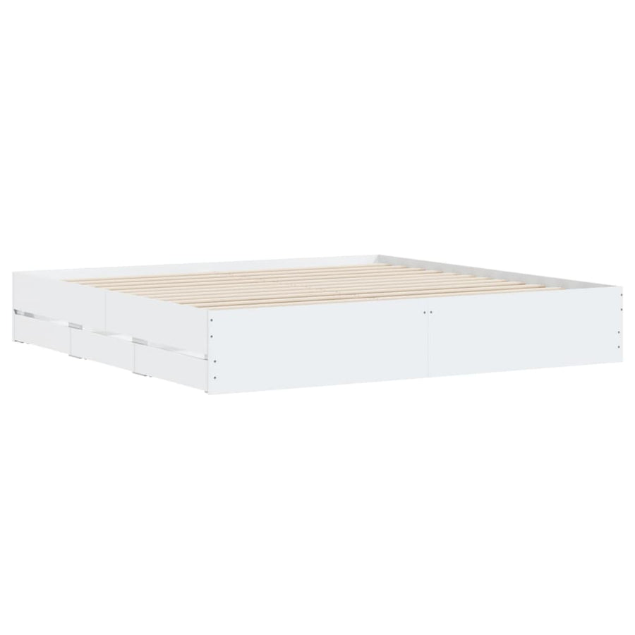 Bed Frame with Drawers without Mattress White 180x200 cm