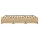 Bed Frame with Drawers without Mattress Sonoma Oak 183x203 cm King - Close-Up Angle
