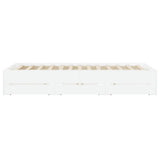 Bed Frame with Drawers without Mattress White 150x200 cm - Close-Up Angle
