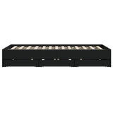 Bed Frame with Drawers without Mattress Black 150x200 cm - Close-Up Angle
