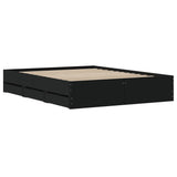 Bed Frame with Drawers without Mattress Black 150x200 cm - Low Angle