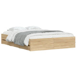 Bed Frame with Drawers without Mattress Sonoma Oak 150x200 cm - Side View