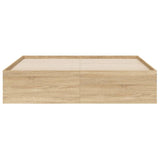 Bed Frame with Drawers without Mattress Sonoma Oak 150x200 cm - Rear View