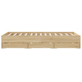 Bed Frame with Drawers without Mattress Sonoma Oak 150x200 cm - Close-Up Angle