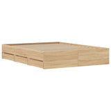 Bed Frame with Drawers without Mattress Sonoma Oak 150x200 cm - Low Angle