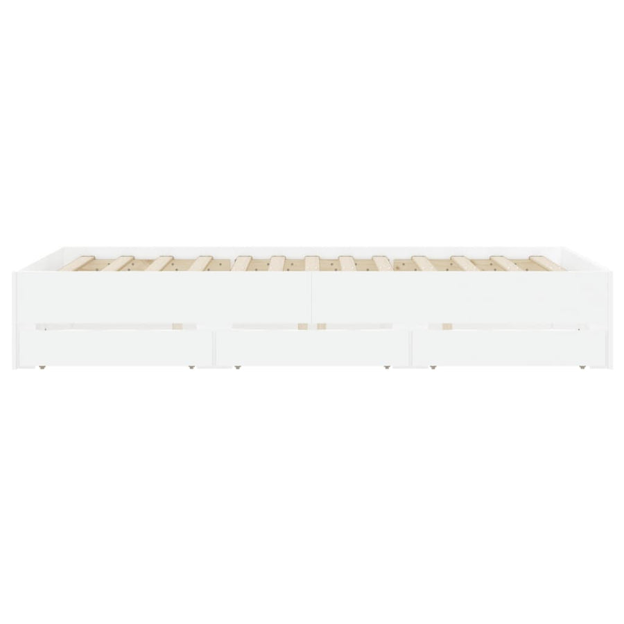 Bed Frame with Drawers without Mattress White 135x190 cm