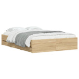 Bed Frame with Drawers without Mattress Sonoma Oak 135x190 cm - Side View
