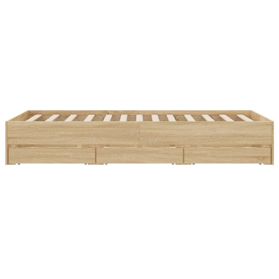 Bed Frame with Drawers without Mattress Sonoma Oak 135x190 cm