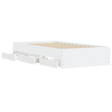 Bed Frame with Drawers without Mattress White 90x190 cm - 45-Degree Angle