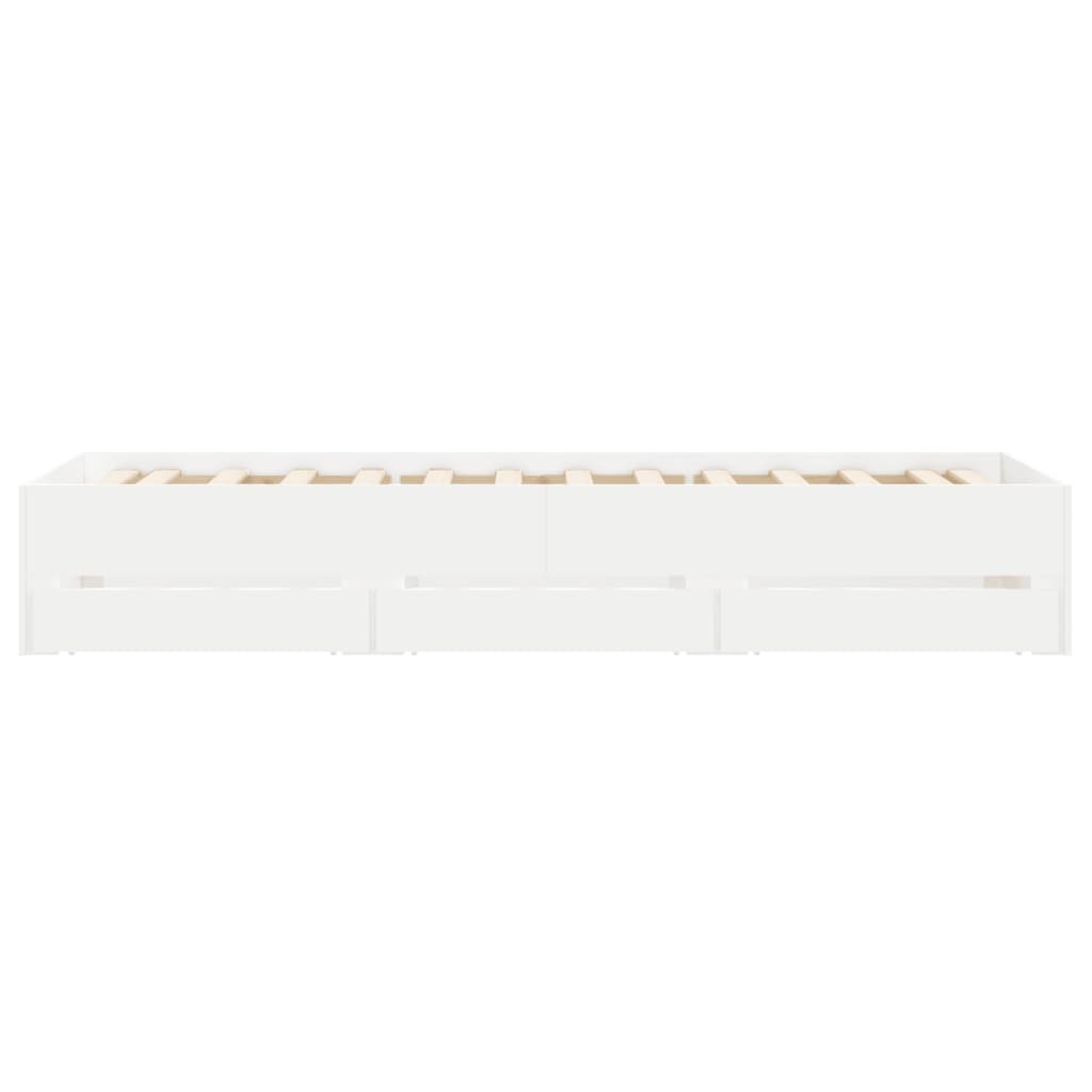 Bed Frame with Drawers without Mattress White 90x190 cm