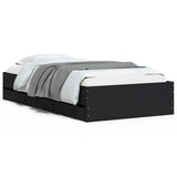 Bed Frame with Drawers without Mattress Black 90x190 cm - Front View
