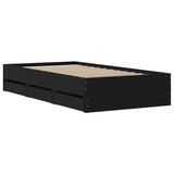 Bed Frame with Drawers without Mattress Black 90x190 cm