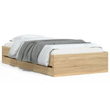 Bed Frame with Drawers without Mattress Sonoma Oak 90x190 cm - Front View