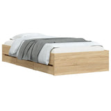 Bed Frame with Drawers without Mattress Sonoma Oak 90x190 cm - Side View