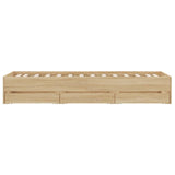 Bed Frame with Drawers without Mattress Sonoma Oak 90x190 cm - Close-Up Angle