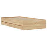 Bed Frame with Drawers without Mattress Sonoma Oak 90x190 cm - Low Angle