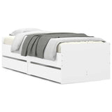 Bed Frame with Drawers without Mattress White 90x190 cm - Front View