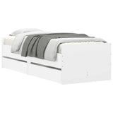 Bed Frame with Drawers without Mattress White 90x190 cm - Side View