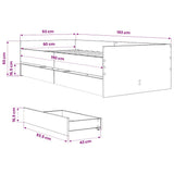 Bed Frame with Drawers without Mattress White 90x190 cm