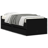 Bed Frame with Drawers without Mattress Black 90x190 cm - Front View