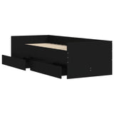 Bed Frame with Drawers without Mattress Black 90x190 cm - 45-Degree Angle