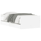 Bed Frame with Drawers without Mattress White 90x190 cm - Side View