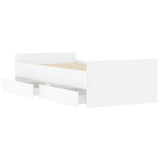 Bed Frame with Drawers without Mattress White 90x190 cm - 45-Degree Angle