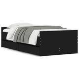 Bed Frame with Drawers without Mattress Black 90x190 cm - Front View