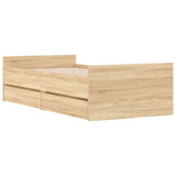 Bed Frame with Drawers without Mattress Sonoma Oak 90x190 cm - Top-Down View