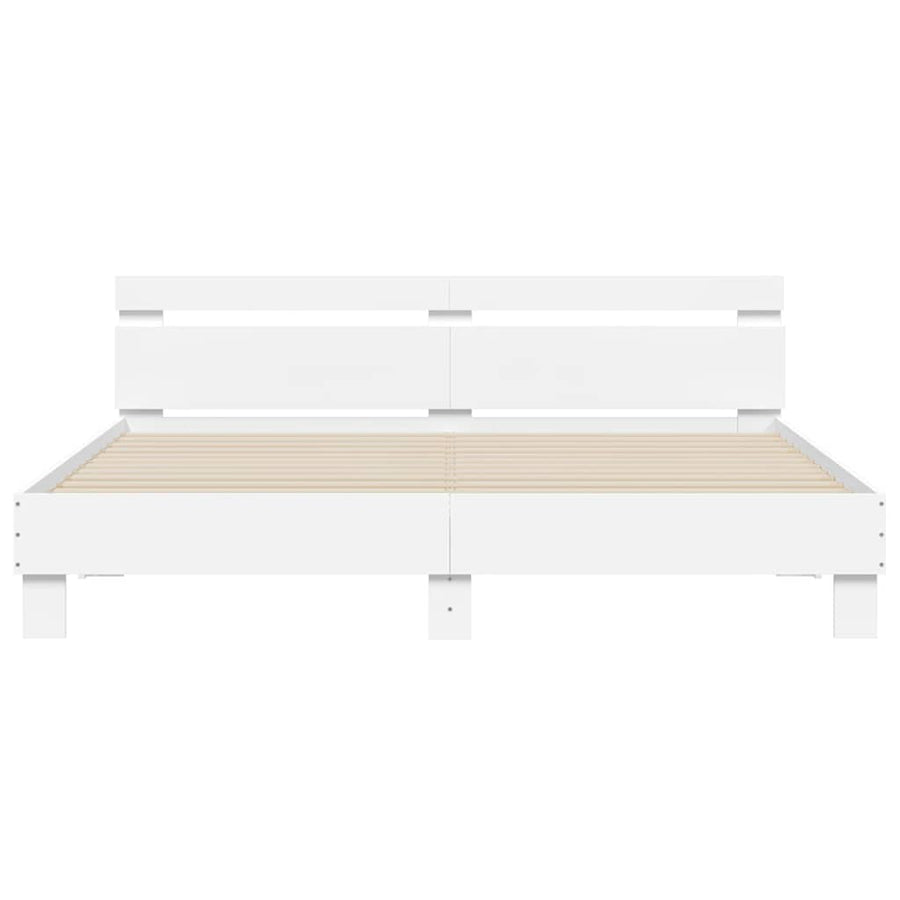 Bed Frame without Mattress White 183x203 cm King