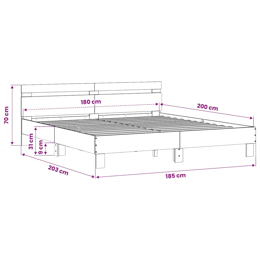 Bed Frame without Mattress White 183x203 cm King