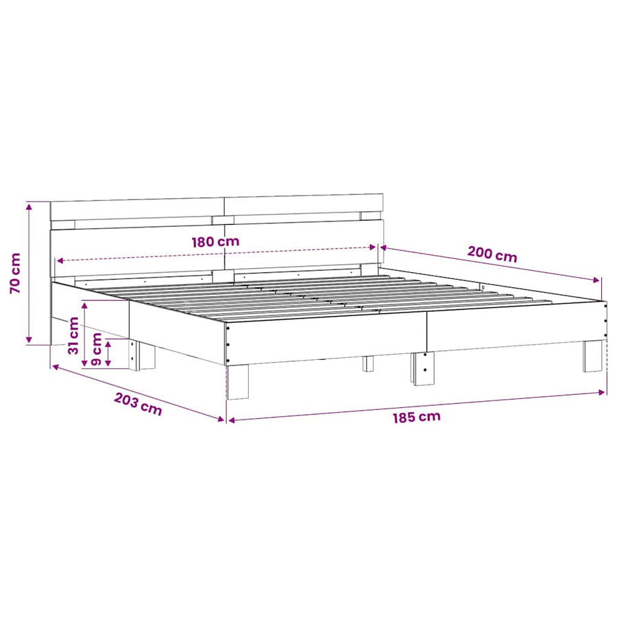 Bed Frame without Mattress White 183x203 cm King