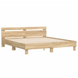 Bed Frame without Mattress Sonoma Oak 183x203 cm King - Side View