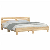 Bed Frame without Mattress Sonoma Oak 183x203 cm King - Top-Down View