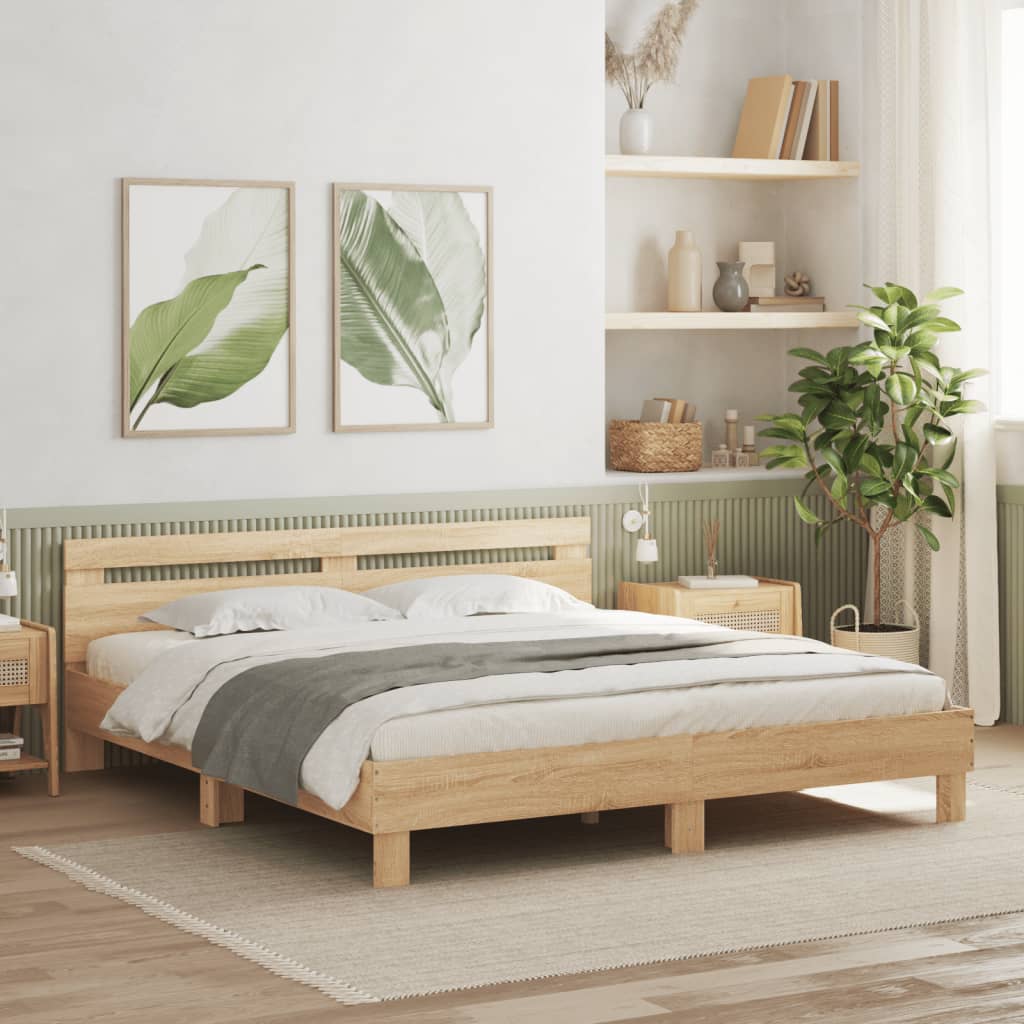 Bed Frame without Mattress Sonoma Oak 183x203 cm King