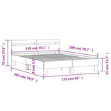 Bed Frame without Mattress Sonoma Oak 150x200 cm