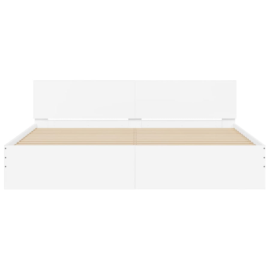 Bed Frame without Mattress White 183x203 cm King