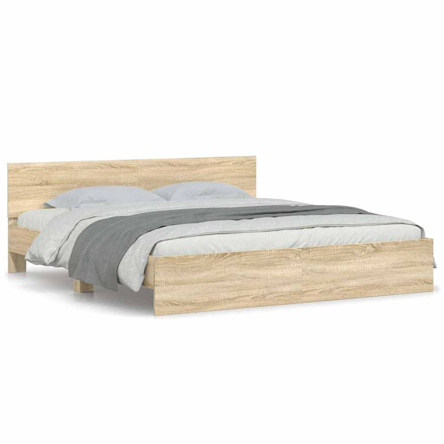 Bed Frame without Mattress Sonoma Oak 183x203 cm King