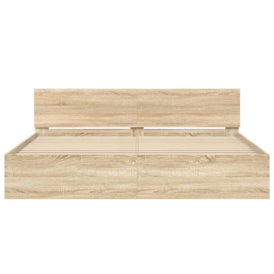 Bed Frame without Mattress Sonoma Oak 183x203 cm King