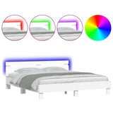 Bed Frame with LED without Mattress White 183x203 cm King - Front View