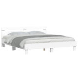 Bed Frame with LED without Mattress White 183x203 cm King - Side View