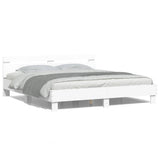Bed Frame with LED without Mattress White 183x203 cm King - 45-Degree Angle
