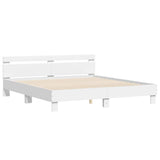 Bed Frame with LED without Mattress White 183x203 cm King - Rear View