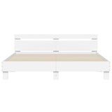 Bed Frame with LED without Mattress White 183x203 cm King
